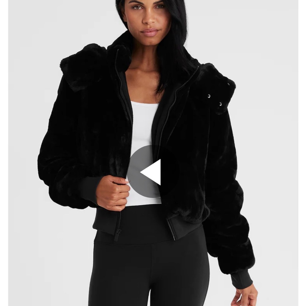 INSO HOOD ONLY!!! ALO Faux Fur Foxy Jacket hood in black.